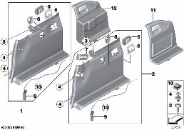 RIVESTIMENTO BAGAGLIAIO destra diagram for BMW 5 Series F11 LCI 530dX