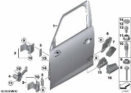 Tür vorn - Scharnier/Türbremse diagram for BMW MINI Paceman R61 Cooper