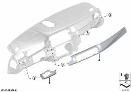 Molduras decorativas tablero instrument. diagram for BMW 5 Series F10 LCI 530d