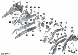 REAR WHEELHOUSE/FLOOR PARTS diagram for BMW 4 Series F32 425d