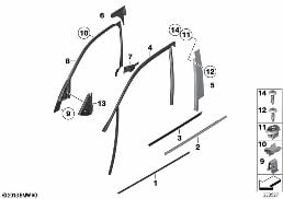 TRIM AND SEALS FOR DOOR, FRONT diagram for BMW X1 E84 20i