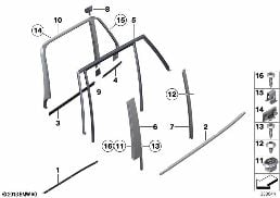 TRIM AND SEALS FOR DOOR, REAR diagram for BMW X1 E84 20i
