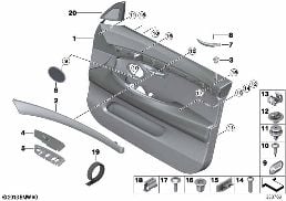 DOOR TRIM PANEL, FRONT diagram for BMW 5 Series F07 GT LCI 530dX
