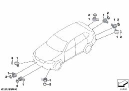 PARK DISTANCE CONTROL (PDC) diagram for BMW X5 F15 40eX