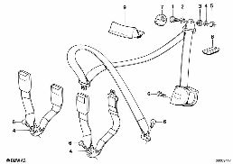 安全带 安装件 后部 diagram for BMW 3 Series E30 325ix