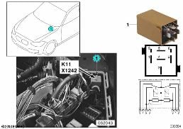 RELAY FOR WINDSHIELD WIPER K11 diagram for BMW 3 Series E46 318i