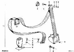 REAR SAFETY BELT MOUNTING PARTS diagram for BMW 6 Series E24 635CSi