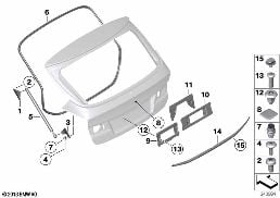 TRUNK LID, MOUNTING PARTS diagram for BMW X1 E84 18i