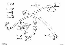 Veiligheidsriem achter, onderdelen diagram for BMW 5 Series E34 525tds