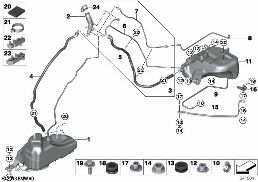 SCR タンク/組付け部品/ライン diagram for BMW 3 Series F30 328d