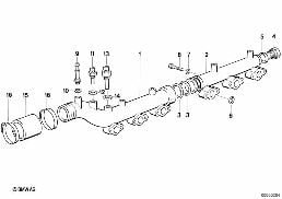 COOLING SYSTEM WATER HOSES diagram for BMW 5 Series E34 M5 3.8