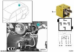 RELAY FOR HEATED REAR WINDOW K13 diagram for BMW 3 Series E46 325xi