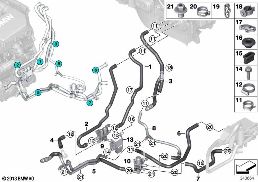 Manguera líq. refrigerante calef. inde. diagram for BMW X6 F16 35iX