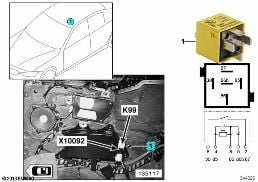Relä bakrutevärme Hardtop K99 diagram for BMW 3 Series E46 320Cd