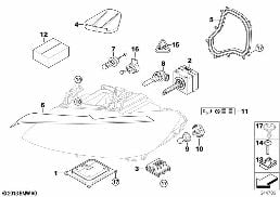 SINGLE COMPONENTS FOR HEADLIGHT diagram for BMW 3 Series E92 330d