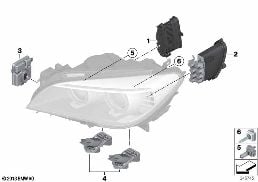 SINGLE COMPONENTS F HEADLIGHT XENON/ALC diagram for BMW 7 Series F01 LCI 750iX