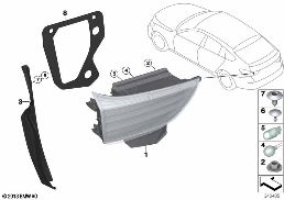 尾灯 后行李箱盖 diagram for BMW 5 Series F07 GT LCI 530d