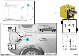 RELAY FOR HEATED REAR WINDOW K13 diagram for BMW X3 E83 LCI 1.8d