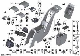 Střední konzola zadní sedadla diagram for BMW Rolls-Royce Phantom RR1 Phantom
