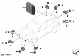 パーク ディスタンス コントロール(PDC) diagram for BMW X3 F25 20dX