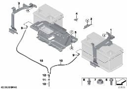 BATTERY HOLDER AND MOUNTING PARTS diagram for BMW X5 F15 30dX
