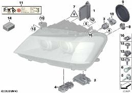 SINGLE COMPONENTS F HEADLIGHT XENON/ALC diagram for BMW X3 F25 20iX