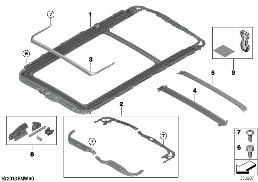 Panoramadach Anbauteile diagram for BMW X5 F15 40dX