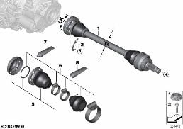 Zadní rozvodovka QMV výstupní hřídel diagram for BMW X6 F16 35iX