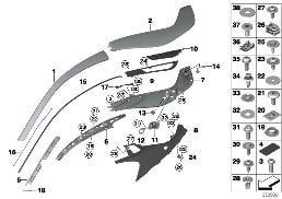 EXTERIOR TRIM / GRILL diagram for BMW i8 I12 i8