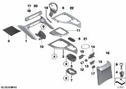 MOUNTING PARTS, CENTER CONSOLE diagram for BMW X1 E84 20i