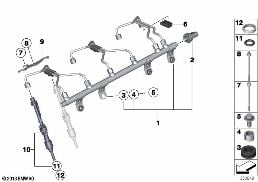 HIGH-PRESSURE RAIL/INJECTOR/LINE diagram for BMW 3 Series F31 335iX
