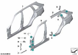 Bastidor lateral diagram for BMW X6 F16 35iX