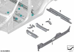 FLOOR PARTS REAR INTERIOR diagram for BMW X6 E71 M50dX