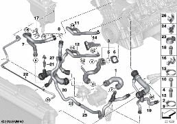 COOLING SYSTEM COOLANT HOSES diagram for BMW 5 Series E60 525i