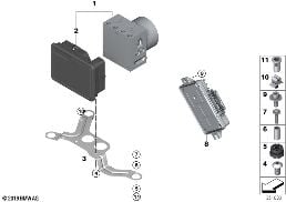 HYDRO UNIT DSC/CONTROL UNIT/FASTENING diagram for BMW i8 I12 i8