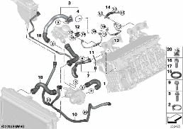 Chladicí systém - hadice chlazení diagram for BMW 5 Series E60 LCI 535xi