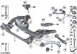 FRNT AXLE SUPPORT,WISHBONE/TENSION STRUT diagram for BMW 6 Series F13 LCI 640i