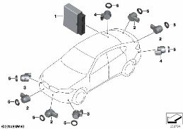 Park mesafesi kontrolü (PDC) diagram for BMW X6 F16 30dX