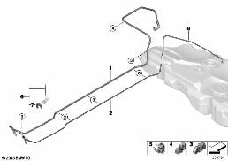 Przewód paliwa/Elementy mocujące diagram for BMW MINI R56 One