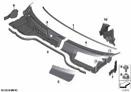 Verkleidung Windlauf aussen diagram for BMW MINI R56 Cooper