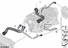 Węże płynu chłodzącego układu chłodzenia diagram for BMW 5 Series E60 LCI 520d