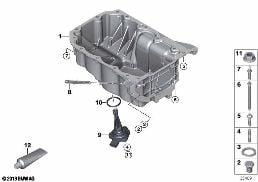 OIL PAN/OIL LEVEL INDICATOR diagram for BMW i8 I12 LCI i8