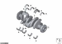 CRANKSHAFT WITH BEARING SHELLS diagram for BMW i8 I12 LCI i8