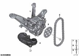 LUBRICATION SYSTEM/OIL PUMP WITH DRIVE diagram for BMW i8 I12 LCI i8