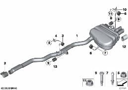 EXHAUST SYSTEM, REAR diagram for BMW 5 Series F11 520i