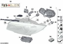 Enskilda komponenter strålkastare xenon diagram for BMW 1 Series E82 135i
