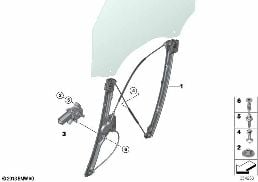 DOOR WINDOW LIFTING MECHANISM FRONT diagram for BMW X5 M F85 X5 M
