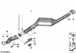 CATALYTIC CONVERTER/FRONT SILENCER diagram for BMW X5 F15 30dX