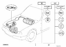 Climatiseur R134A diagram for BMW 5 Series E39 525td