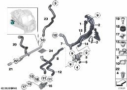 COOLING WATER HOSES diagram for BMW 5 Series F11 LCI M550dX